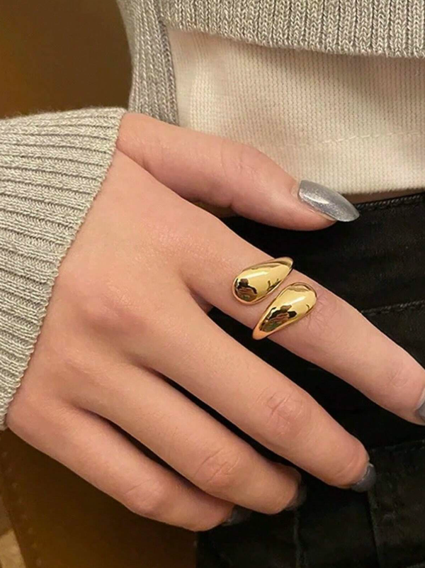Anel 2 Gotas Regulável Banhado a Ouro 18K/Prata 925