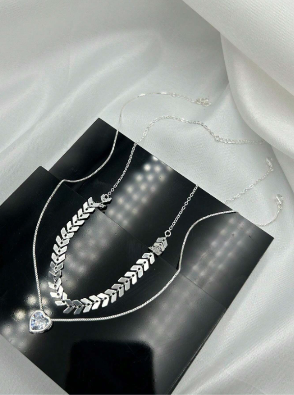 Colar Escama de peixe + Colar Ponto de Luz Banhado a Prata/Ouro 18K