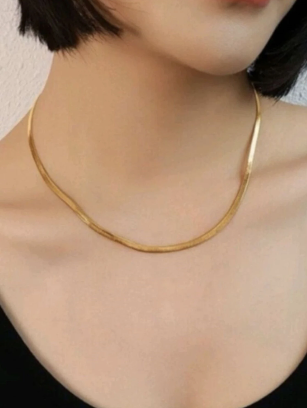Conjunto Colar e Pulseira Aço Inoxidável Dourado