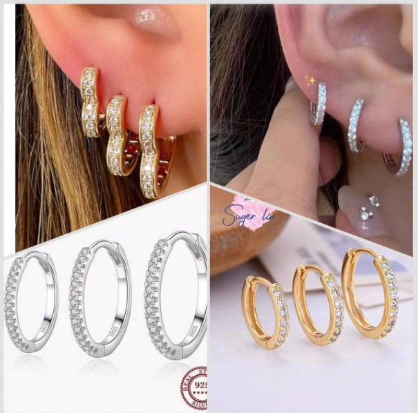 Conjunto 3 Pares de Brincos Cravejados com Zircônia