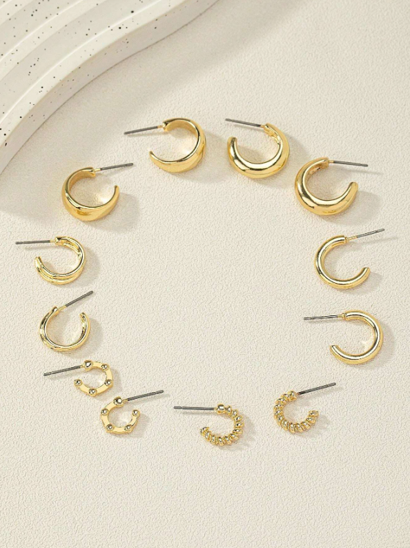 Conjunto 6 Pares de Brincos Minimalistas