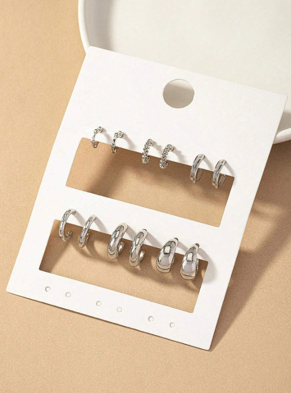 Conjunto 6 Pares de Brincos Minimalistas