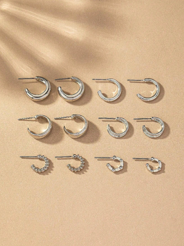 Conjunto 6 Pares de Brincos Minimalistas