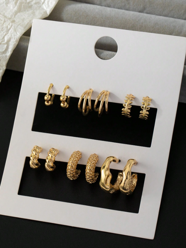 Conjunto 6 Pares de Brincos Minimalistas