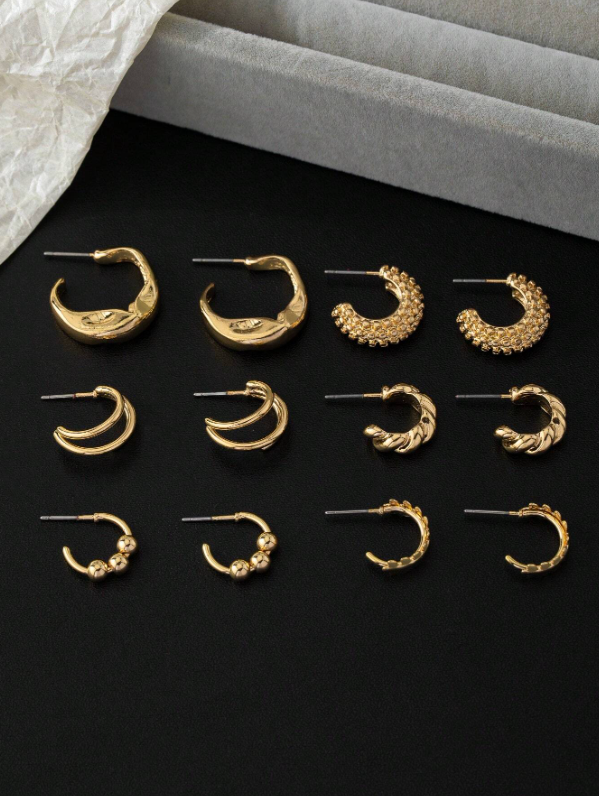 Conjunto 6 Pares de Brincos Minimalistas