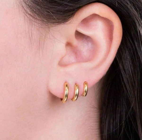 Conjunto 3 Pares de Brincos Argola Ouro 18K ou Prata 925