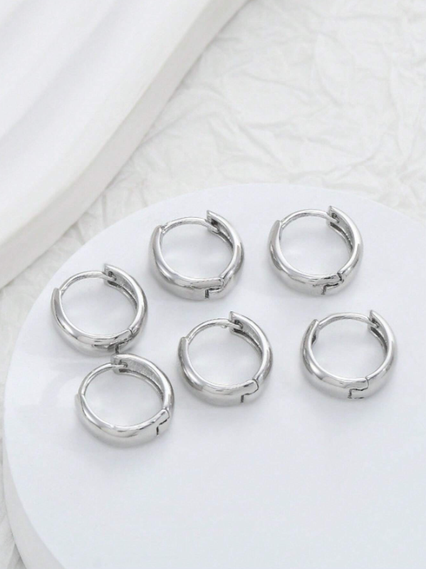 Conjunto 3 Pares de Brincos Argola Ouro 18K ou Prata 925