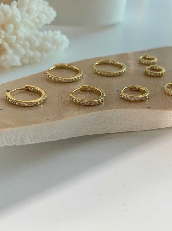 Conjunto 3 Pares de Brinco Argola Zircônia Cravejada