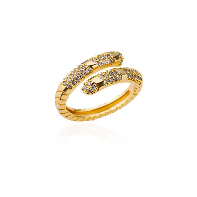 Luxury Zircon Snake Ring for Women Stainless Steel Gold Color Open Finger Rings New In Fashion Wedding Jewelry Accessories Gifts - Montzel Collection