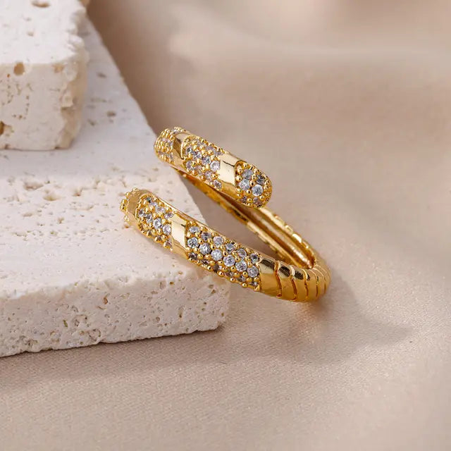 Luxury Zircon Snake Ring for Women Stainless Steel Gold Color Open Finger Rings New In Fashion Wedding Jewelry Accessories Gifts - Montzel Collection
