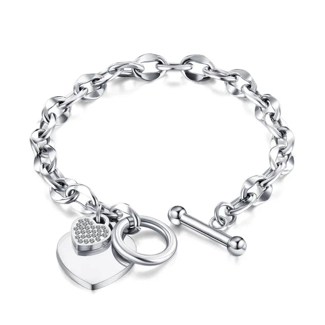 OIMG 316L Stainless Steel Gold Plated Waterproof Geometric Heart Pendant Bracelet & Bangle For Women Girl Not Fade Wholesale - Montzel Collection