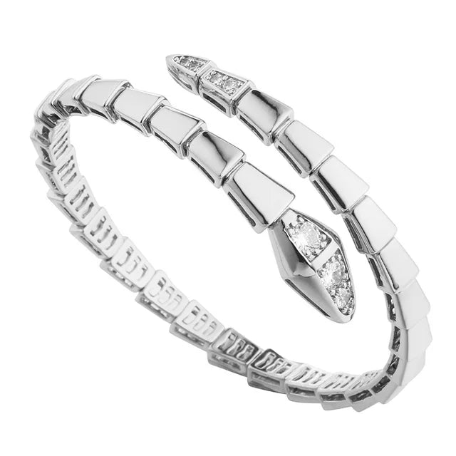 ZAKOL Luxury Shiny AAA Cubic Zirconia Snake Bone Bangles Female Sliver Color Wedding Party Cuff Bracelet for Women - Montzel Collection
