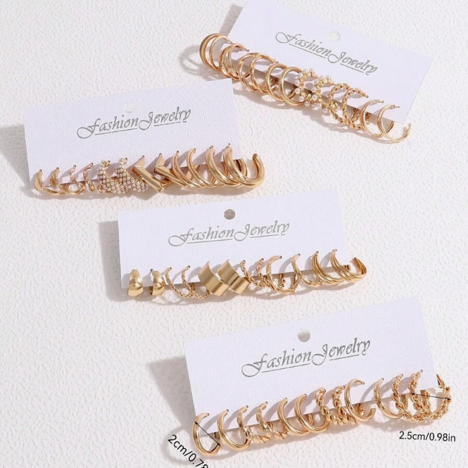 Conjunto Com 24 Pares De Brincos Fashionable - Montzel Collection