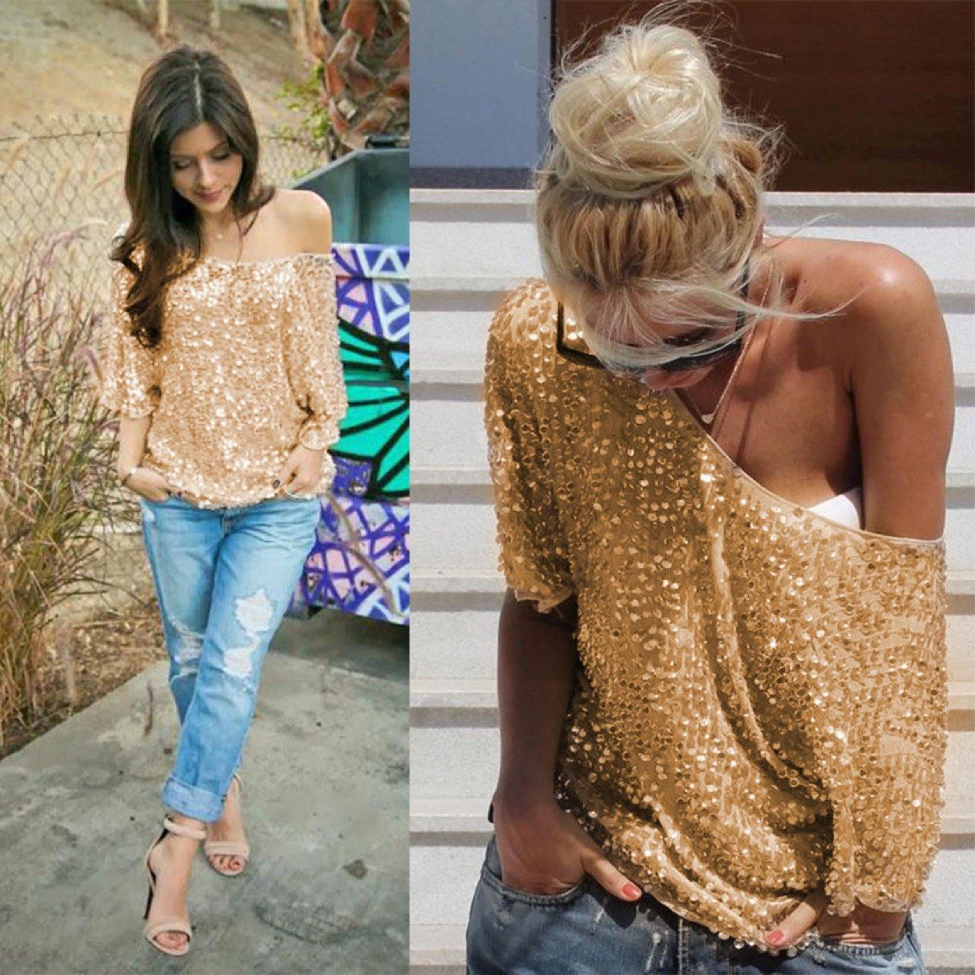 Blusa Feminina Manga Curta Paetê - Montzel Collection