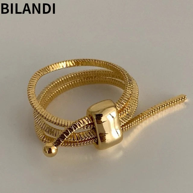 Bilandi Modern Jewelry Cool Metal Rings 2023 Trend New Popular Style Multi Layer Chain Rings For Women Female Party Gift - Montzel Collection 