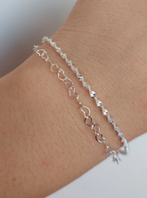 Pulseira Corações e Cordão Baiano na Prata 925