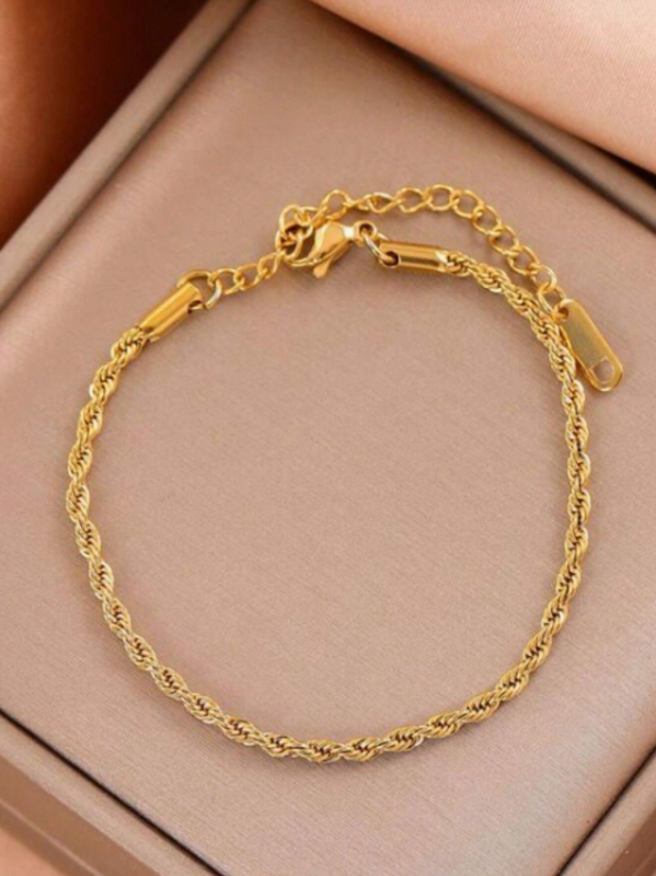 Pulseira Corrente com Torção de Aço Inoxidável