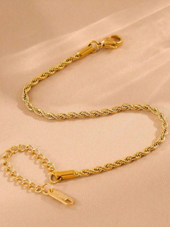 Pulseira Corrente com Torção de Aço Inoxidável