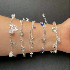 Conjunto 4 Pulseiras Banhada à Prata