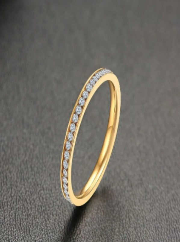 Anel Dourado de Compromisso  em Aço Inoxidável