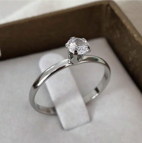 Aliança Feminina em Prata 925 de Aço Inoxidável com Pedra de Zircônio 316L