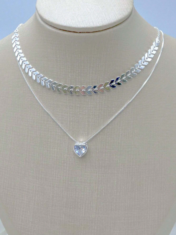 Colar Escama de peixe + Colar Ponto de Luz Banhado a Prata/Ouro 18K