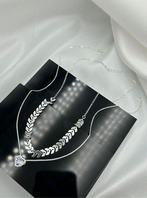 Colar Escama de peixe + Colar Ponto de Luz Banhado a Prata/Ouro 18K