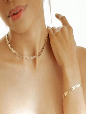Conjunto Colar e Pulseira Escama de Peixe