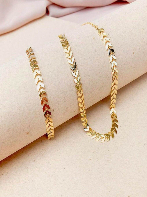 Conjunto Colar e Pulseira Escama de Peixe