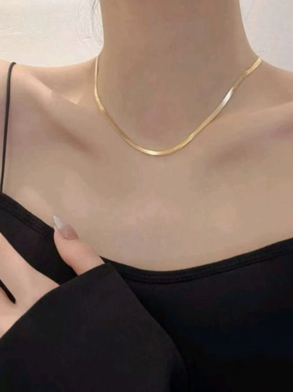 Conjunto Colar e Pulseira Aço Inoxidável Dourado