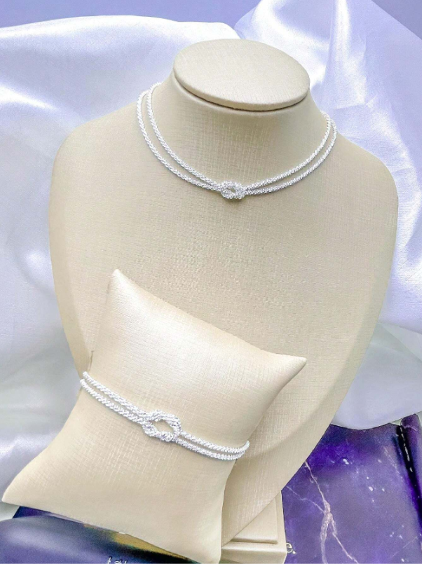 Conjunto Pulseira e Colar a Prata 925