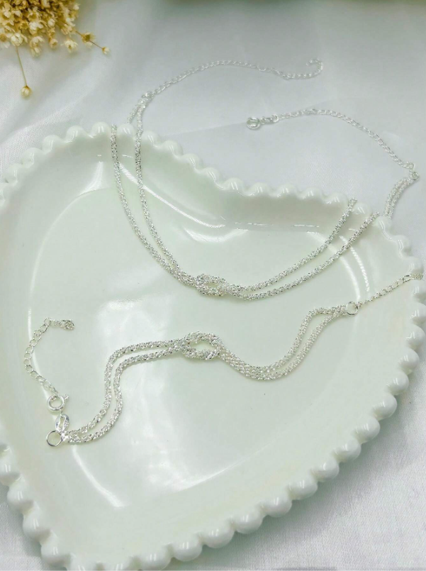 Conjunto Pulseira e Colar a Prata 925