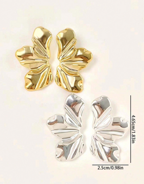Conjunto 2 Pares de Brincos de Folha de Ouro e Prata