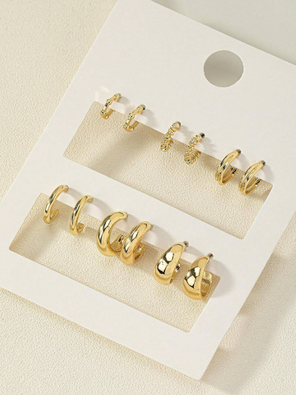 Conjunto 6 Pares de Brincos Minimalistas