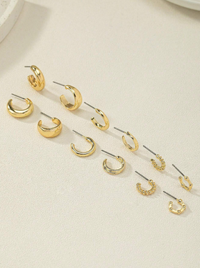 Conjunto 6 Pares de Brincos Minimalistas
