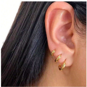 Conjunto 3 Pares de Brincos Argola Ouro 18K ou Prata 925