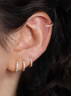 Conjunto 3 Pares de Brinco Argola Zircônia Cravejada