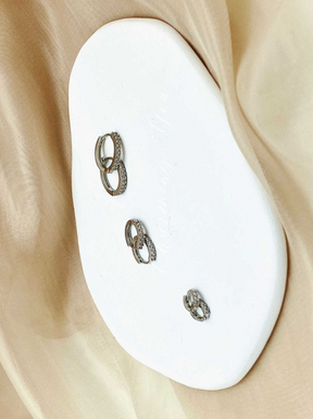 Conjunto 3 Pares de Brinco Argola Zircônia Cravejada