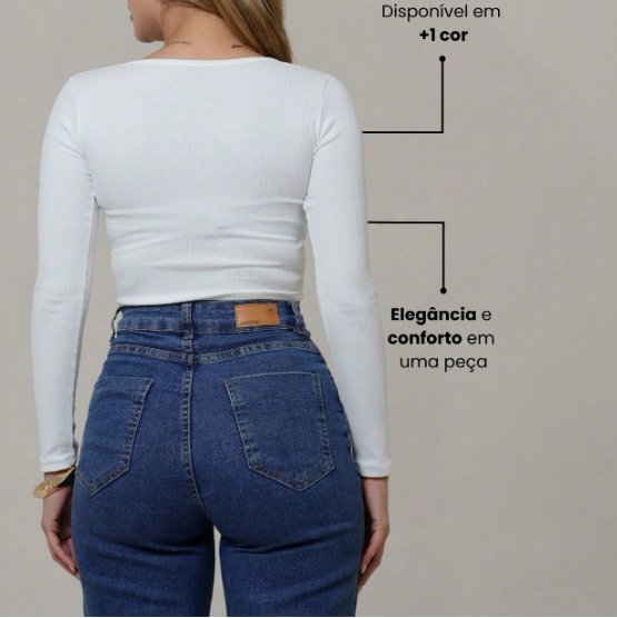 Cropped Básico Manga Comprida