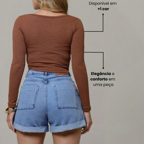 Cropped Básico Manga Comprida