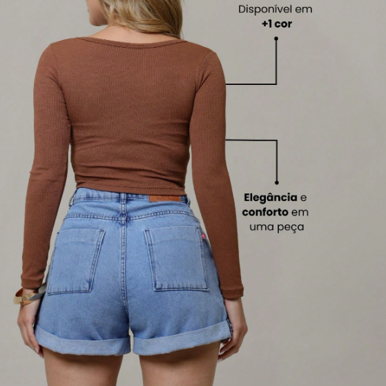 Cropped Básico Manga Comprida