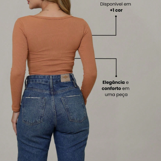 Cropped Básico Manga Comprida
