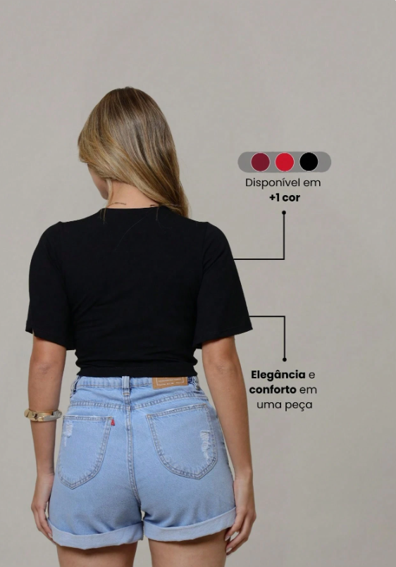 Cropped/Blusa de Luxo com Manga Bufante