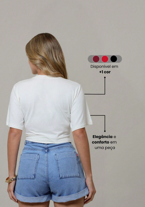 Cropped/Blusa de Luxo com Manga Bufante