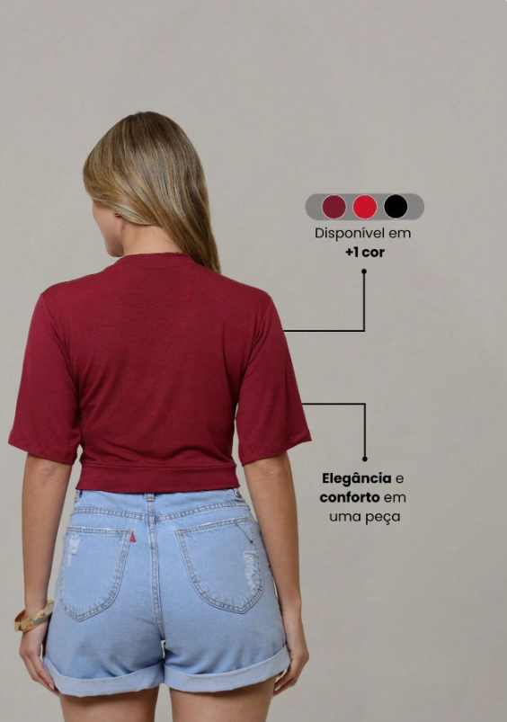 Cropped/Blusa de Luxo com Manga Bufante