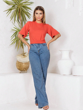 Cropped/Blusa de Luxo com Manga Bufante