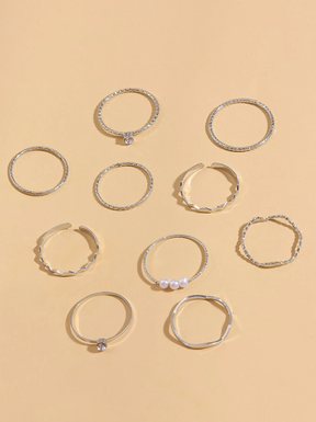 Conjunto 10 Anéis Strass