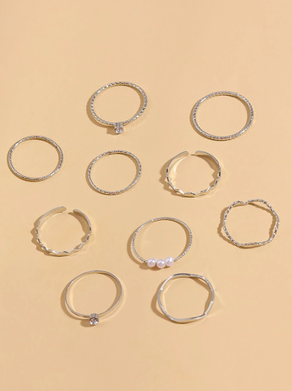 Conjunto 10 Anéis Strass