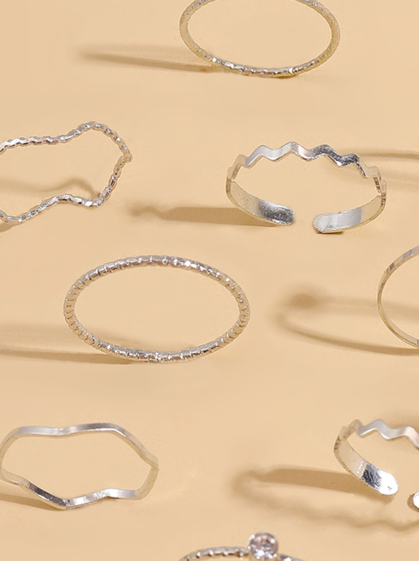 Conjunto 10 Anéis Strass