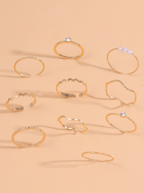 Conjunto 10 Anéis Strass
